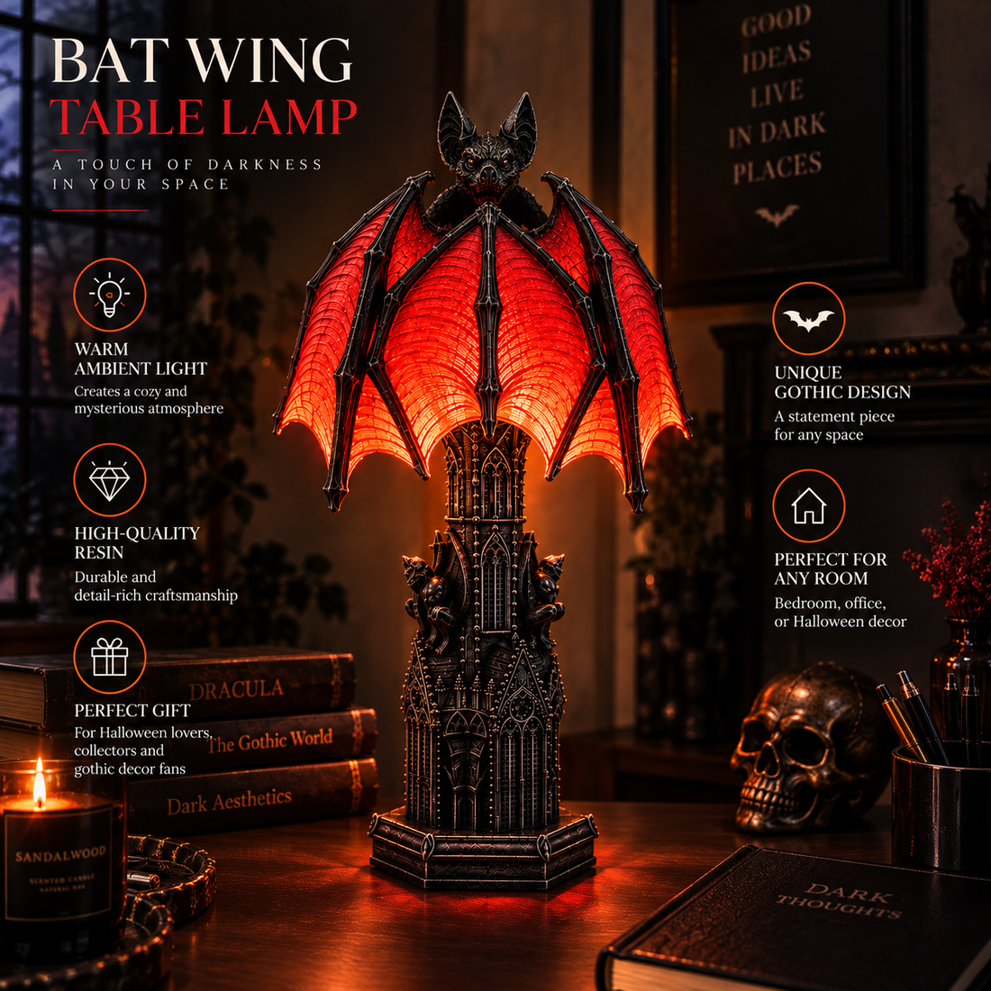 Bat Halloween Lamp By Lovety
